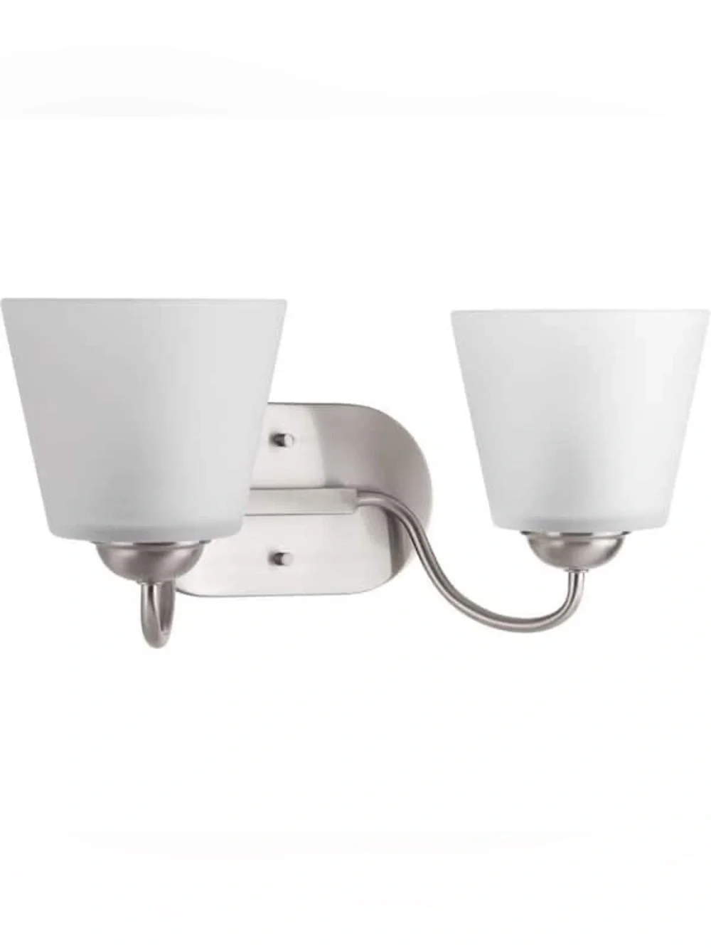 2-Light White Glass Bathroom Vanity Sconce in Brushed Finish